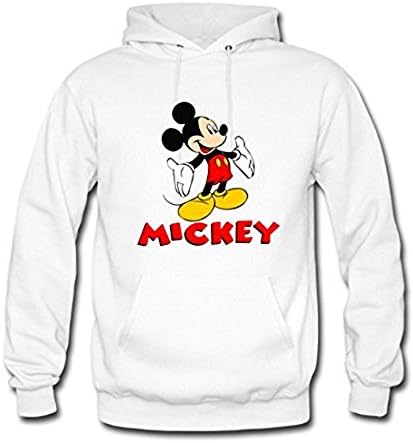 Custom Men's High Top Cool Mickey Mouse Hoodie Sweatshirt X-Large White
