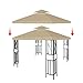 Flexzion 8' x 8' Gazebo Canopy Top Replacement Cover (Beige) - Dual Tier Up Tent Accessory with Plain Edge Polyester UV30 Protection Water Resistant for Outdoor Patio Backyard Garden Lawn Sun Shade