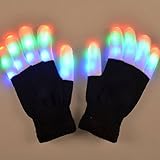 SOLMORE 6 Mode Colorful LED Gloves Party Light Show Dancing Gloves Flashing Finger Lighting Gloves for Clubbing Rave Birthday Disco Dubstep Party Children Gift