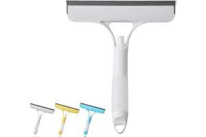 UNEFCYC Window Cleaner Tool with Built-in Spray Bottle, Squeegee and Brush - 2025 New for Shower Glass, Mirrors, Car Windows (White)