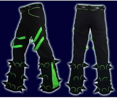 Amazon Co Jp Spacetribe サイケトランスサイバーパンツ Spikey Pants Black Uv Lime Xs Uv対応 服 ファッション小物