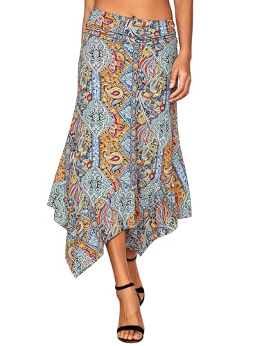 DJT Women's Casual Ruched Waist Handkerchief Hem