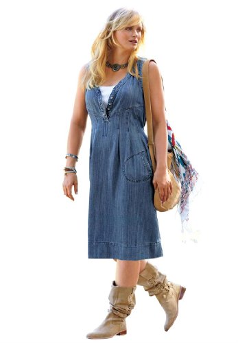 sleeveless denim dress plus size
