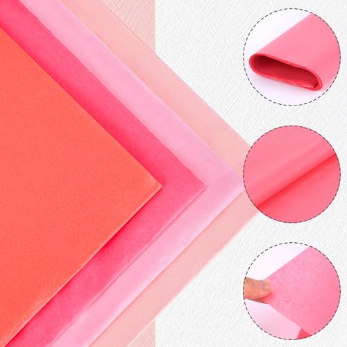 Shindel 120 Sheets Pink Tissue Paper, Gift Wrapping Paper 19.7 x 13.8 Inch Tissue Paper for Gift Bags Wedding Valentine\'s Day Bridal Shower