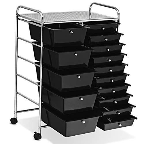 Giantex 15 Drawer Rolling Storage Cart Tools Scrapbook Paper Office