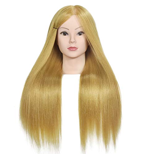 Training Head 24 inch 70% Real Human Hair Cosmetology Hairdressing Mannequin Manikin Doll With Makeup Function + Free Clamp