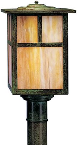 Arroyo Craftsman MP-10ERM-P mission post mount without overlay, 10", Pewter Metal Finish, Rain Mist Glass