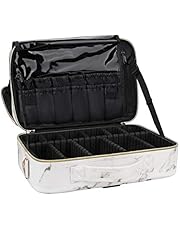 Travel Makeup Train Case Makeup Cosmetic Case Organizer Portable Artist Storage Bag 10.3'' with Adjustable Dividers for Cosmetics Makeup Brushes Toiletry