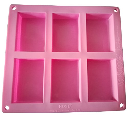 HOSL 3 Pack 6-Cavity Plain Basic Rectangle Silicone Mould For Homemade Craft Soap Mold, Cake Mold, Ice Cube Tray - Thumbnail 6