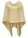 DJT Womens Solid Knit Short Asymmetric Wrap Poncho Topper
