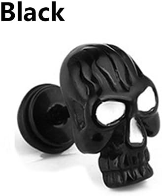 LLNF 1 Pair Titanium Steel Skull Stud Earrings for Women Men Halloween Jewelry Gift