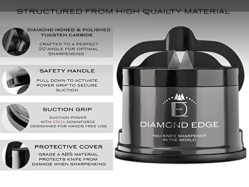 Diamond Edge No.1 Knife Sharpener - Safe, Compact and Easy to Use Manual Knife Sharpener for Any Knife - Knives Sharpener Suitable for Serrated & Outdoor Blades - Professional Quality
