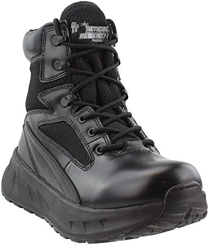 B Belleville Arm Your Feet MAXX 6Z 6" Ultra-Cushioned Maximalist Black Tactical Boots for Men with Zipper - Designed for Police, EMS, and Security with Slip-Resistant Vibram Outsole, Black - 6 R