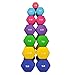 Dumbbell Set with Rack - Neoprene Coated Weights - Hex Color Coded Dumbell Pairs 1-20 LBs