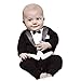 Baby Boy All-in-one Tuxedo Suit Wedding Formal Party Romper Outfit (Size:80 for 7-12months, Black)