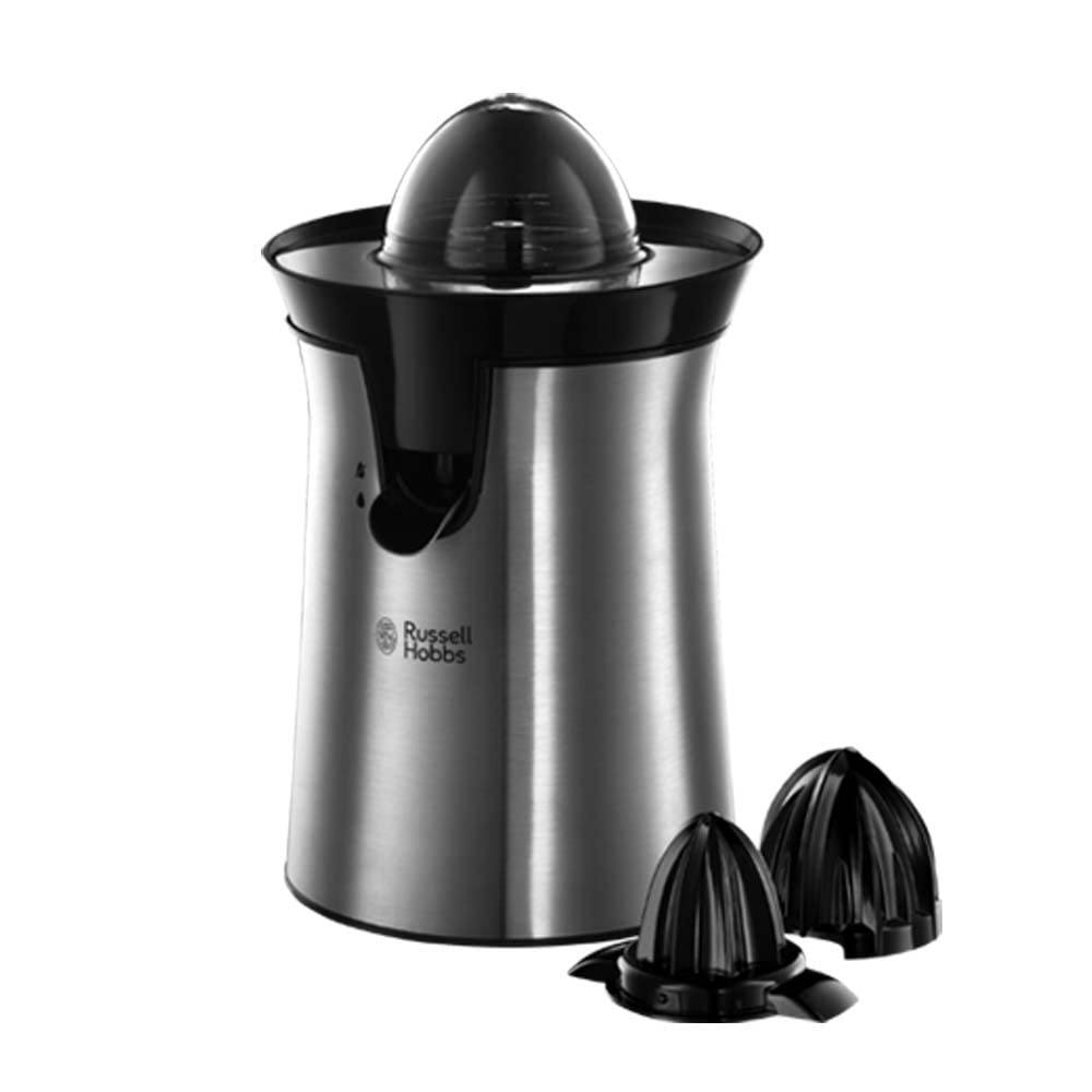 Russell Hobbs Orangenpresse & Zitruspresse elektrisch [links-& rechtsrotierend, 2 Presskegel für Zitronen/Orangen] Edelstahl (Tropf-Stopp-Funktion, spülmaschinenfest, BPA-frei) Saftpresse 22760-56 6
