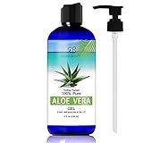 Aloe Vera Gel for Face, Body & Hair - 100% Pure & Natural, Certified Organic and Cold Pressed - Great for Sunburns, dry and damaged skin, Acne & razor bumps 8 oz