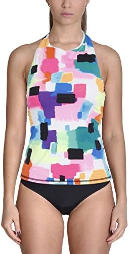 Anne Cole Locker Womens Printed Halterkini Swim Top Separates Multi XL