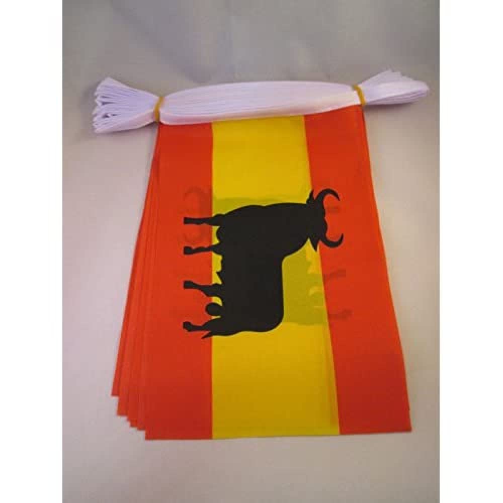 AZ FLAG Guirlande 20 Drapeaux Espagne avec Taureau en Polyester, 21cm x 15cm
