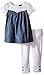 Calvin Klein Girls' Eyelet with Denim Tunic and Stretch Jersey Leggings, Multi, 5