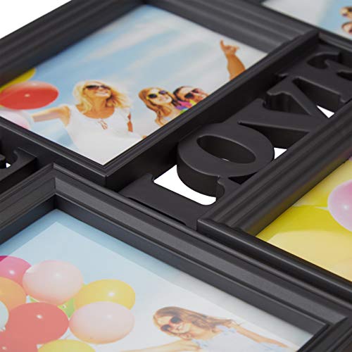 Relaxdays Live Love Laugh Multi Photo Frame, Plastic, Black, 31 x 45.5 x 2 cm