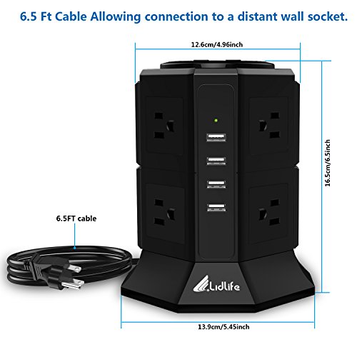 image for Power Strip, Lidlife Surge Protector Power Socket 8-Outlet with 4 Smar