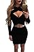 VOGRACE Women's Long Sleeve Cut Out Bandage Bodycon Party Clubwear Mini Dress