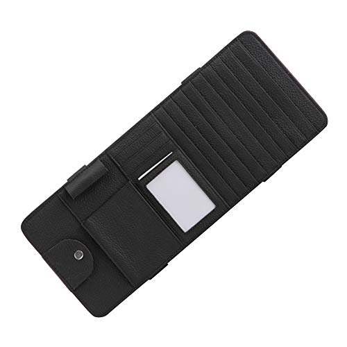 idain PU Leather Car Sun Visor CD Holder Organizer Case Storage Clip,Pen Glasses CD Card Holder Storage Pouch, Black