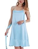 Yulee Women's Satin Chemise Embroidery Nightgown Ruffle Hem Sleepwear S-XXL