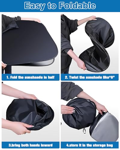 Car Windshield Sunshade, Foldable Interior Sun Shade for Reflective Sun Shade with UV Protection and Storage Case for Windshield, Sun Shade for Most Cars M