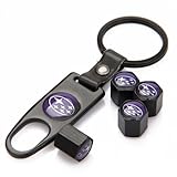 Black Car Wheel Tire Valve Caps Tyre Stem Air Caps Keychain Styling For Subaru