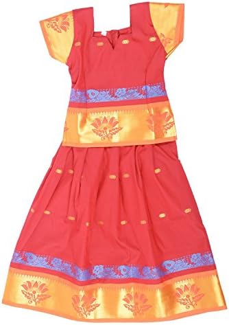 Pkd Girls Ethnicwear Pattupavada Red
