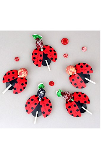 50pcs Candy Lollipop Decoration Gift Cute Insect Bees Ladybug Butterfly Card Birthday Party For Kids Wedding Decor (Ladybird)