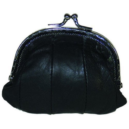 100% Leather Small Change Purse with Clasp BK