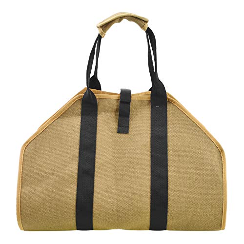 Geboor Firewood Carrier Log Tote Bag Canvas Fire Wood Holder Fireplace Wood Stove Accessories Padded Handle Storage Bag