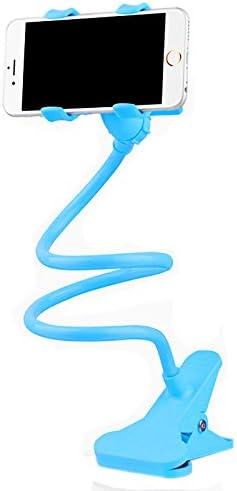 SHINEMU Universal Flexible Long Arm Lazy Mobile Phone Stand Holder, Stents Flexible Bed Desk Table Clip Bracket Cradle for iphone Smasung HTC LG Sony etc. all Smartphones Wide Less Than 90mm.(Blue)