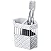 Creative Scents Quilted Mirror White Toothbrush Holder – Bathroom Toothbrush Organizer - Decorative Toothbrush and Toothpaste Holder for Bathroom Holds Multiple Toothbrushes and Paste