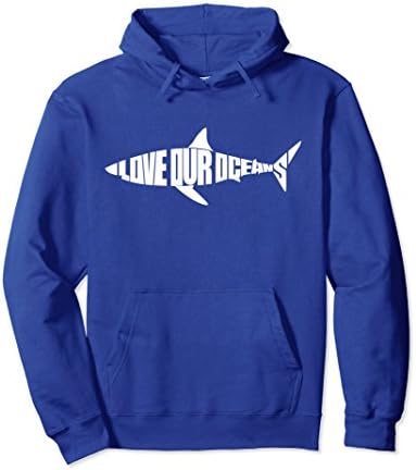 Unisex Love Our Oceans Shark Hoodie Large Royal Blue