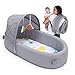 Lulyboo Indoor/Outdoor Cuddle & Play Baby Travel Lounge, Portable, Adjustable Baby Nest Backpack, Gray/Metro