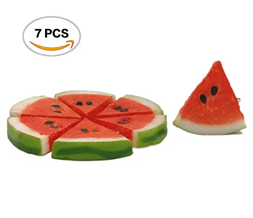 Hagao Fake Watermelon Slice Artificial Fruits Highly Simulated Slices Lifelike Red Kids Home Kitchen Decoration Photography Props 7 pcs