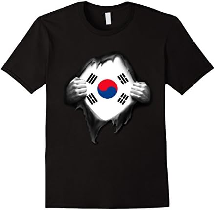 Men's South Korea Flag T Shirt. Proud South Korean Large Black