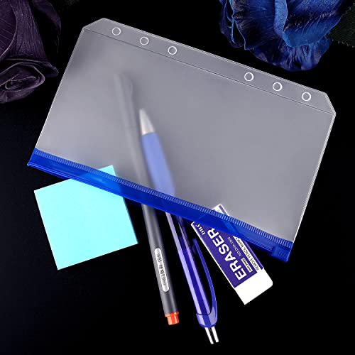 12 Pack Binder Pockets A6 Size 6 Holes Punched Zipper Folders Binder
