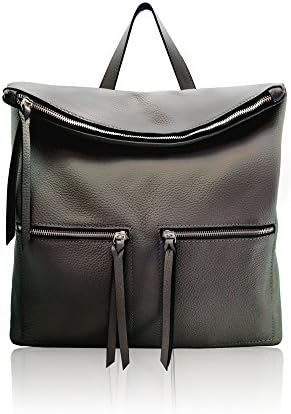 WHITNEY Backpack mens womens zipper bag grained leather Made in Italy