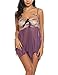 Avidlove Women Sexy Lingerie Halter Irregular Outfits Babydoll Set Lace Chemise Purple M