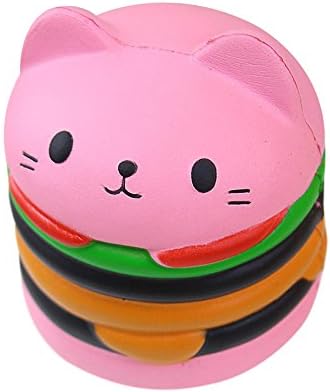 Jumbo Slow Rising squishies Kawaii Cat Hamburger Cream Scented Stress Relief (pink)