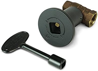 1/2 Inch Straight Decorative Gas Key Valve Kit with Flat Black Floor Plate Flange and Key