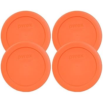 Pyrex 7200-PC Round 2 Cup Storage Lid for Glass Bowls (4, Orange)