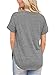 ZKESS Womens Slit Strappy Cut Out Shoulder Short Sleeve Round Neck Casual Girls Tees T Shirt Tops and Blouses Medium Size Grey