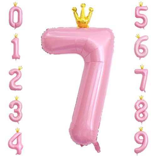 Crown Pink Number 7 Balloon