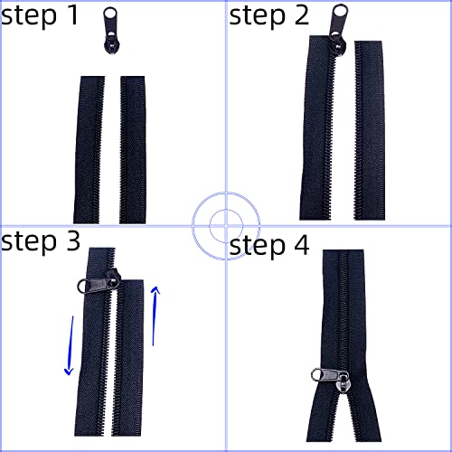 Sawoake 3 Nylon Coil Zippers by The Yard Bulk 10 Yards with 20pcs